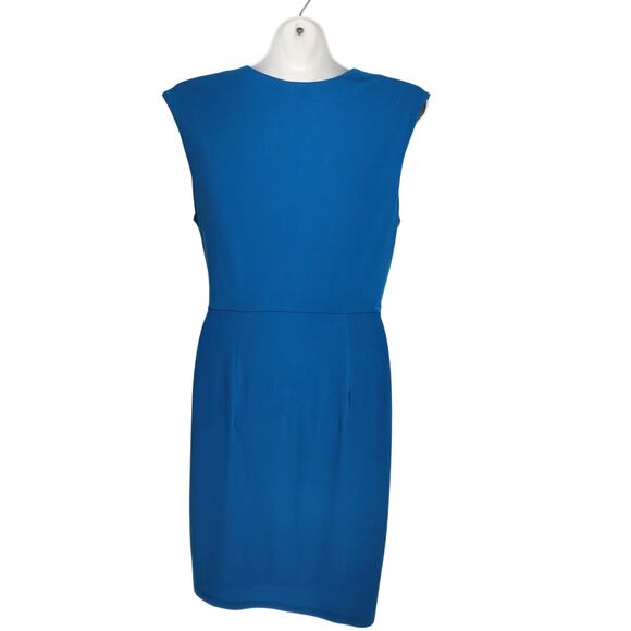 NWT London Times Royal Blue Ruched Draped Asymmetrical Chic Tunic Dress Women 12 - Picture 8 of 8